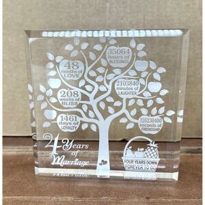 4 Years of Marriage Anniversary Gift Apple Tree Acrylic Paperweight‎ Plaque